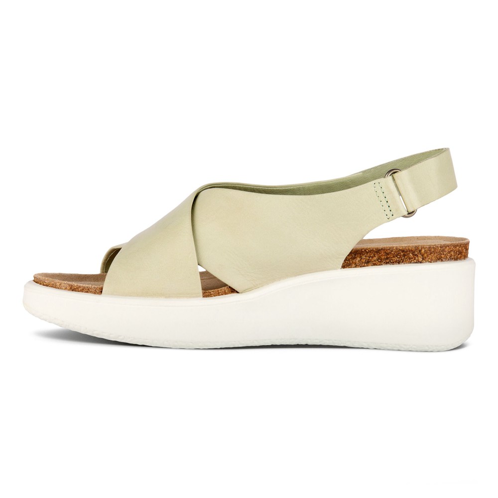 ECCO Womens Sandals Beige - Flowt Wedge Cork - KNW-489630